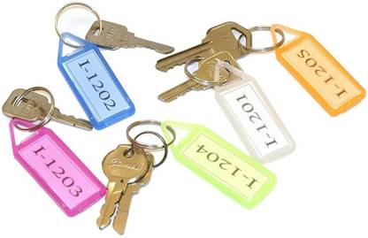 Goodwill Tech Key Chain Keyring with Name Tag Labels (Pack of 50) Locking Key Chain
