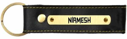 SY Gifts Nirmesh Name Black Leather Keychain Key Chain