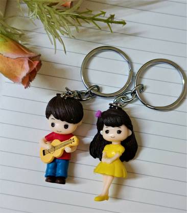 Johnnie Boy Cute Couple Miniature Keychain Boy and girl Statue Miniature Keychains Key Chain