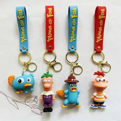 mini alien Phineas and Ferb- Perry the Platypus 3D Keychain Strap Charm & Hook ,packof2 Key Chain