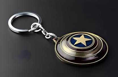 MAG BEE Captain America Shield Keychain Metal Rotatable Decor Men Pendant Charms Gifts for Best Friend/Collections Key Chain Key Chain