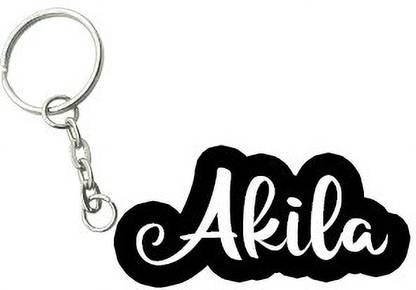 SY Gifts Akila Black White Name Keychain Key Chain