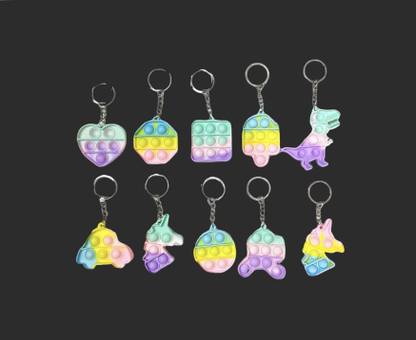 SRD TRADERS Pop It Pop Keychain | Pop it Keyrings Fidget Toys for Kids (Pack of 10) Key Chain