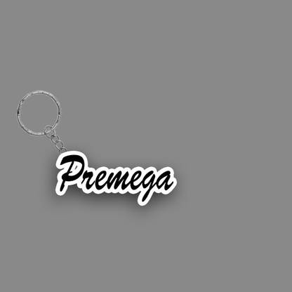 SY Gifts SYG Premega Name Keychain White And Black Key Chain