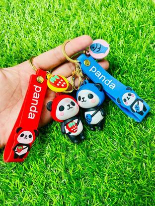 GKM Cute Fisher Panda 3D charm pvc keychain sey key ring Key Chain