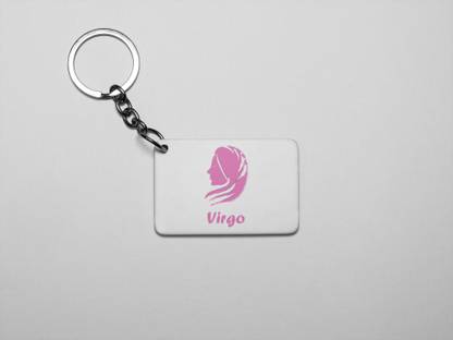 Nidhii Sales Virgo (BG pink) - Zodiac Signs Printed Keychains (Pack of 2) Key Chain