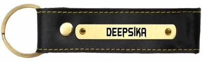 SY Gifts Deepsika Name Black Leather Keychain Key Chain