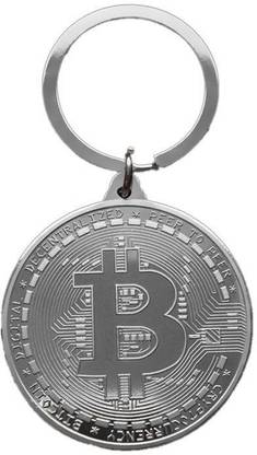 Mubco Bitcoin Metal Keychain | Silver Plated Crypto Pendant Key Ring Collectible Gifts Key Chain