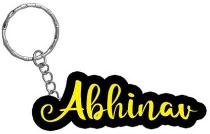 SY Gifts Abhinav Name Black Yellow Name Keychain Key Chain
