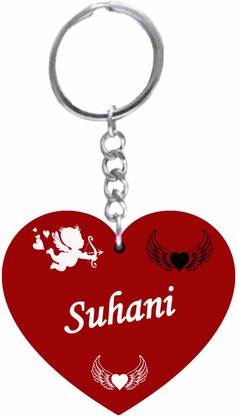MorFex Suhani Name Beautiful Heart Shape Arclic Wood Keychain NE77 Key Chain