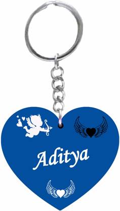 MorFex Aaradhya Name Beautiful Heart Shape Arclic Wood Keychain NF3 Key Chain
