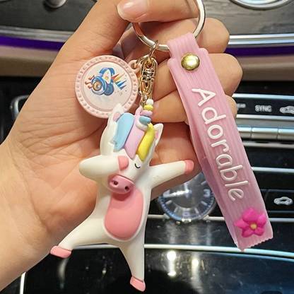 Mubco Cute Unicorn Dabbing Pose Keychain | Strap Charm & Hook | Cartoon Model Toy Gift Key Chain