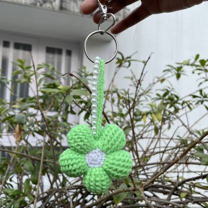 Skeindalous Creations Handmade Crochet Flower Keychain Accessory Key Chain