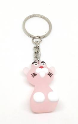 Pinaka PC3281 Fancy Pink Panther Cartoon Animated Character Rubber Keyring Key Chain