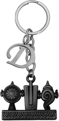 M Men Style Lord Tirupati Balaji Shanku Chakra Namam Initial Letter Alphabet - D SKey2022435 Key Chain