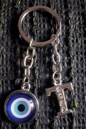 Meeko.com T Letter With Evil Eye Key Chain 1t Key Chain
