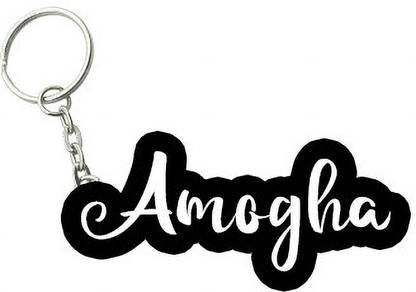 SY Gifts Amogha Black White Name Keychain Key Chain