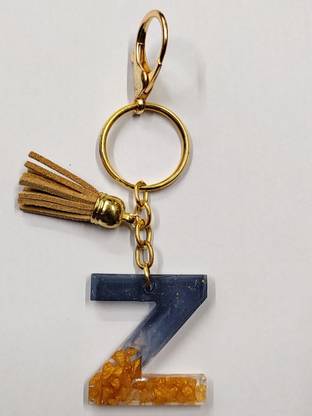 MOREL LETTER Z ALPHABETS HAND MADE RESIN KEYCHAIN THEME IN STONE COLOR FOR BIKE & CAR Key Chain