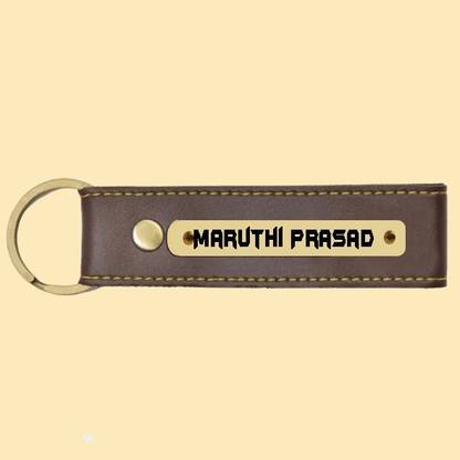 SY Gifts Maruthi Prasad Name Brown Artificial Leather Keychain Key Chain