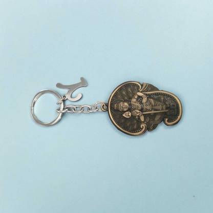 M Men Style Lord Murugan Kartikeya Big Tamil Om with English Initial "Y" KartikeyaY23 Key Chain