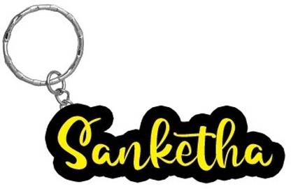 SY Gifts Sanketha Name Black Yellow Name Keychain Key Chain