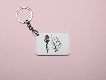Rushaan Microphone And Music Notes Printed Acrylic Keychain (Set of 2) Key Chain