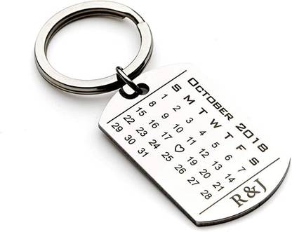 Myurawells Calendar Keychain Anniversary Date Keychain Gift for Couples Key Chain