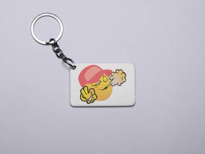 REVAMAN Puffing Weed Emoji Printed- Printed Acrylic Keychains(Pack Of 2) Key Chain
