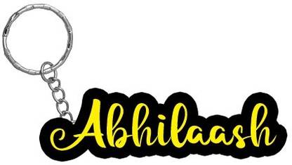 SY Gifts Abhilaash Name Black Yellow Name Keychain Key Chain