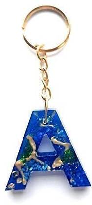 Revees Clive Ocean Design Resin Alphabet "A" Initial Letter Keychain Key Ring Key Chain