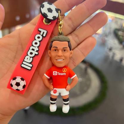 Mubco Ronaldo Manchester 3D Keychain | Strap Charm & Hook | Football Player Model Toys Key Chain