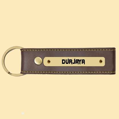 SY Gifts Durjaya Name Brown Artificial Leather Keychain Key Chain