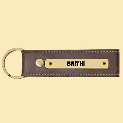 SY Gifts Brithi Name Brown Artificial Leather Keychain Key Chain