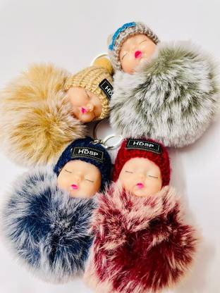 GKM Doll four pcs soft fur keychain for men & woman Key Chain