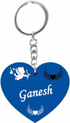 MorFex Ganesh Name Beautiful Heart Shape Arclic Keychain Best Gifts for Your F71 Key Chain