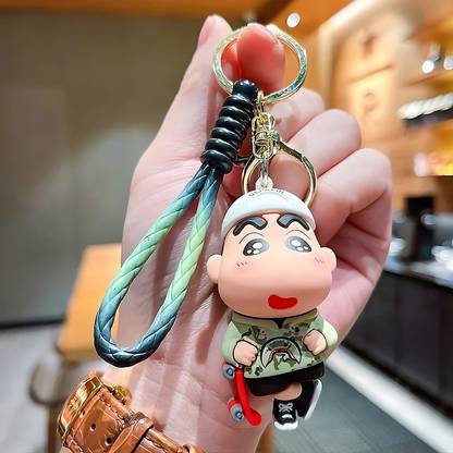 Tiny Tim Cute Shinchan Skateboard Silicone 3D Key Chain with Charm & Metal Hook, Key Ring Key Chain