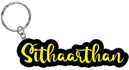 SY Gifts Sithaarthan Name Black Yellow Name Keychain Key Chain