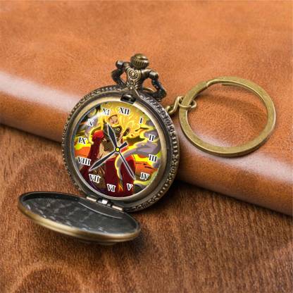 Tiny Tim Anime One Piece Antique Working Bronze Luffy Character Printed Dial Metallic Merchandise Cosplay Best Gift for Otaku fans on Special Occasions Bronze Metal Pocket Watch Chain