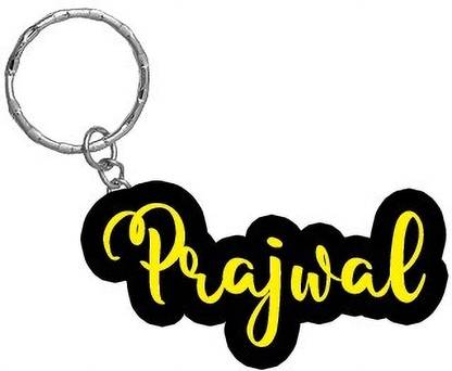 SY Gifts Prajwal Name Black Yellow Name Keychain Key Chain