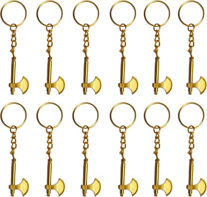 LAZYwindow Pack of 12 Fancy Attractive Metal Axe / Kulhadi | Key ring Key Chain