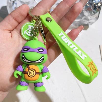 Mubco Ninja Turtles Donatello 3D Keychain Strap Charm & Hook PVC Cartoon Model ToyGift Key Chain