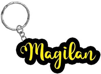 SY Gifts Magilan Name Black Yellow Name Keychain Key Chain