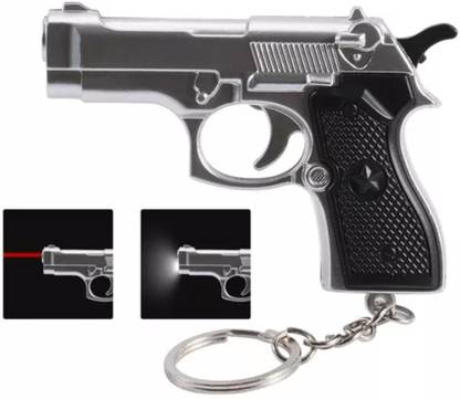 JAINSON MARTIN Gun Shaped Torch Keyring With Led And Laser Light Key Chain