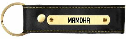 SY Gifts Mamdha Name Black Leather Keychain Key Chain