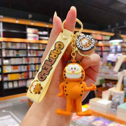 Mubco Garfield 3D Keychain | Strap Charm & Hook | PVC Cartoon Model Toys Gift Key Chain