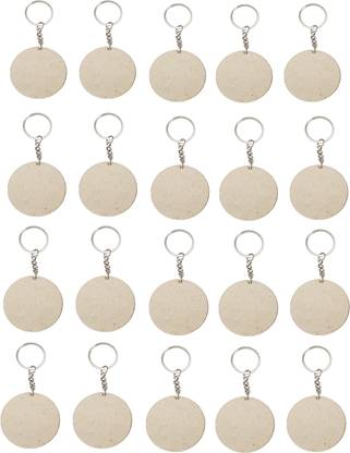 Maitri 20 Pcs Round Shape Key Chains With Ring (50 x 50) mm | MDF Art Key Chain
