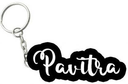 SY Gifts Pavitra Black White Name Keychain Key Chain