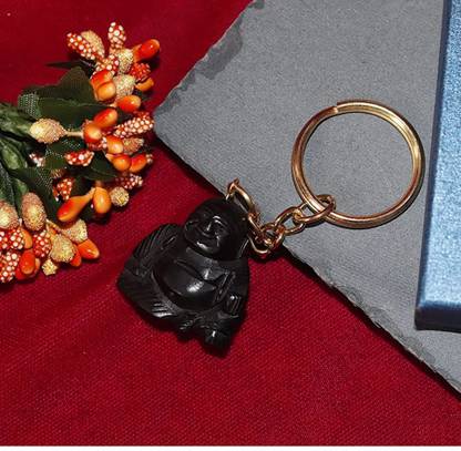 Luckypot Handicrafted Karungali / Ebony Wood Kubera Keychain Size : 2 Inches Key Chain