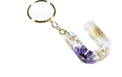 CRAFT STUDIO White & Purple Resin Alphabet U Initial letter keychain for Boys & Girls Key Chain