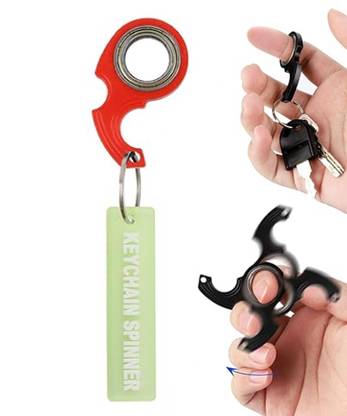 Augen Keychain Ninja Spinning with Luminescent Strip Car Bike Revolving Keychain (Red) Key Chain
